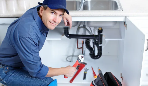 a plumbing technician with a tool belt a plumbing technician with a tool belt