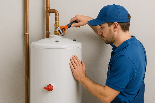 a male plumber installing a garbage disposal a male plumber installing a garbage disposal