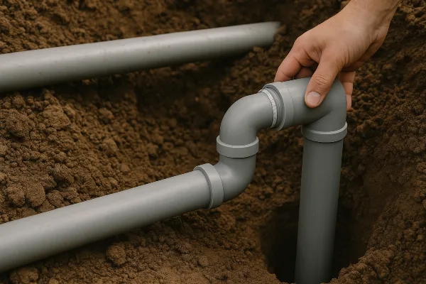 PVC pipes going underground PVC pipes going underground
